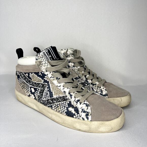 Womans GIANNI BINI Animal Print Snakeskin Suede High Top Sneakers Size 7.5 - Picture 1 of 9